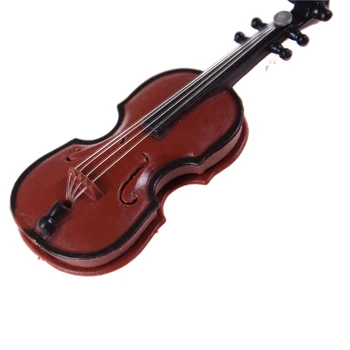 Glasbeni Instrument DIY 1/12 Lutke Lesene Hiše z Violino Primeru Stojalo Plastike Mini Violino Lutke Obrti 1Pc