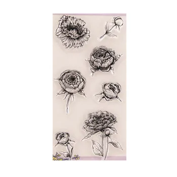 7 Rose Cvetje Pregledna, Jasno Silikona Pečat, Žig za DIY Scrapbooking Foto Album Dekorativni Jasno Žig Listov