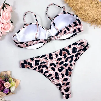 2020 Bikini Kopalke Ženske Kopalke Leopard Brazilski Bikini Komplet Push Up Kopalke Ženske Poletje Bandeau Plaža Obrabe Biquini