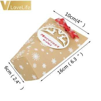24pcs Kraft Papir za Bonbone Škatle za Božična Darila Dobave Gostje Embalaža Škatle Vesel Božič Korist Stranke Odlikovanja