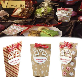 24pcs Kraft Papir za Bonbone Škatle za Božična Darila Dobave Gostje Embalaža Škatle Vesel Božič Korist Stranke Odlikovanja