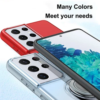 Za Samsung S21 Ultra Primeru,Galaxy S21 Telefon Primeru,Shockproof Prozoren Pokrov Zaščitni Magnetni Obroč Ohišje za Samsung S21 Plus