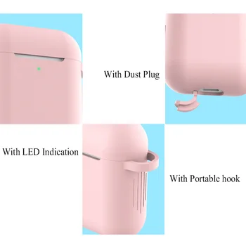 Silikonski bluetooth slušalke primeru za apple airpods 2 zraku pod dodatki 1:1 silikonsko ohišje pokrov zaščitni kožo z keychain