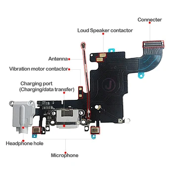Polnjenje Vrata Dock Priključek, Slušalke z Mikrofonom flex kabel + zaslon vodotesno lepilo za iPhone 6s 6s Plus