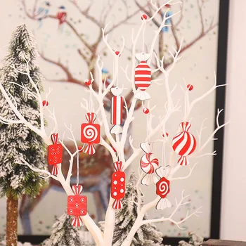 3PCS Multi Vrsto Sladkarije Božič Leseni Obeski Xmas Tree Okraski DIY Lesa Obrti Doma Božični Party Dekoracijo Otroci Darilo