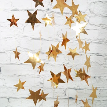 4m, Bleščice, Zlato, Srebro Star Papir Garland Strune Malo Star Banner Božični Okraski Za Dom, ki Visi Stranka Dobave
