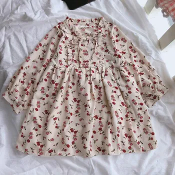 Jeseni Leta 2020 Dekleta Oblačenja Otrok Bombaž Dolg Rokav Rose Cvjetnim Tiskanja Oblačila Baby Dekle, Princesa Obleko