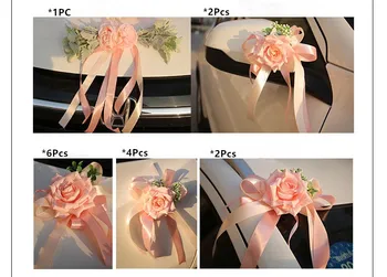 16pcs/set Srcem nosi punčko Svile Rose Ponaredek rastline Vejice Umetne rože Traku Poročni avto cvet nastavite dekoracijo poroke dobave