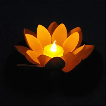Umetni LED Plava Lotus Flower Sveče Žarnice S Pisanimi Spremenili Luči Za svate Okraski Dobave