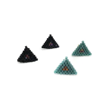 Trikotnik stud uhani za ženske, dekleta Rojstni dan darila, modni stekla semena kroglice minimalističen tkane stud uhani, ročno izdelan nakit