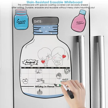 Magnetni Suho Brisanje Tabla, Ki Želijo Oblika Stekleničke Mesečni Koledar Hladilnik Message Board Prihaja Z 2, Suho Brisanje Marker