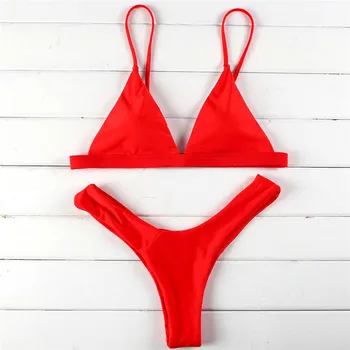 Kopalke Ženske rdeča rumena roza Podložen Modrček, bikini komplet Povoj trangle Kopalke Push-up Bikini Plaža obrabe, ženske, ženski