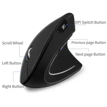 Ergonomska Navpično Miško Brezžična tehnologija Bluetooth Optična Mause 800/1200/1600 DPI Nastavljiv 5D Gaming Osvetljen Miši Za Laptop PC U4LD