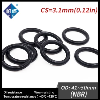 10PCS/veliko Gume Black NBR CS3.1mm OD41/42/43/44/45/46/47/48/50mm O Ring Tesnilom Olju nepremočljiva