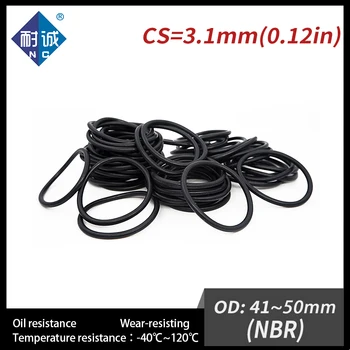10PCS/veliko Gume Black NBR CS3.1mm OD41/42/43/44/45/46/47/48/50mm O Ring Tesnilom Olju nepremočljiva