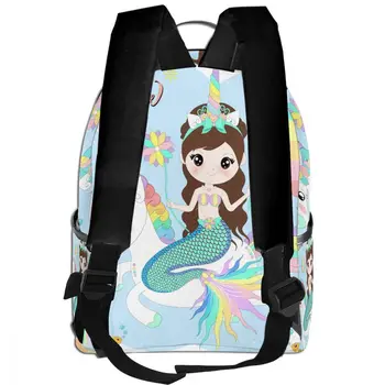 Modni nahrbtnik 2021 ramo torbe, Ljubek morska deklica Jahanje Samorog V Morju šolske torbe za najstnice svetlobe potovanja nahrbtnik