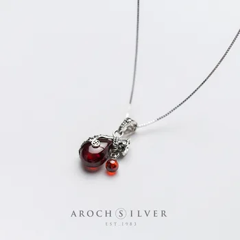 ABC srebrni nakit S925 Srebrno Ogrlico, Obesek, ženski Kantian retro slogu granatnega jabolka rdeča ogrlica Ogrlica