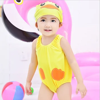 2020 Srčkan Baby Dekleta Kopalke enodelne Kopalke Bikini otroške Kopalke Risanka Otrok Šport kopalke Plažo Rumena