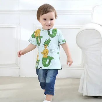 Poletje Kratek Rokav T-shirt Majica s kratkimi rokavi Za Baby Dekleta Tshirt Fantje Bombaž Otrok Oblačila morska deklica Tiskanja