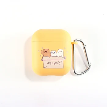 Strip Nosi Panda Srčkan Slušalke Primeru Za Apple iPhone Polnjenje Polje Za AirPods Pro Mehko Candy Barve Carabiner Kritje Dodatki