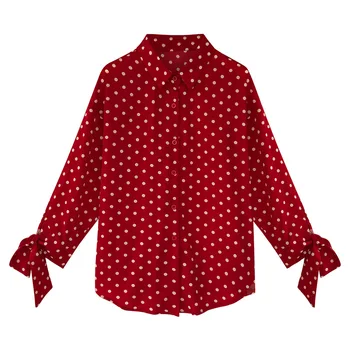 Nove Ženske Bluze 2020 Pomlad Jesen Plus Velikost Vrhovi Priložnostne Polka Dot Majice Ženske Lok Dolgi Rokav Šifon Bluzo Blusas BS362