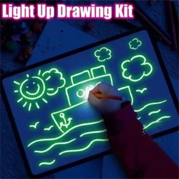 A3 A4 A5 LED Svetlobna Risalno Desko Grafiti Doodle Risanje Tablet Čarobno Risanje S Svetlobo-Zabavno Fluorescentna Pero Izobraževalne Igrače