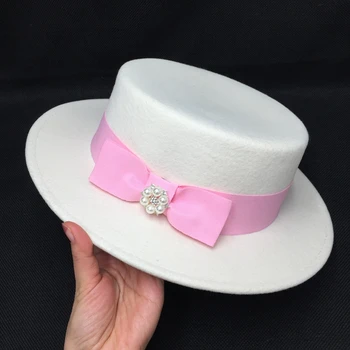 Fedora panami, V začetku pomladi novo majhno belo kapo socialite stranka dihalne ravno klobuk Gospod Pearl eleganten modni klobuk