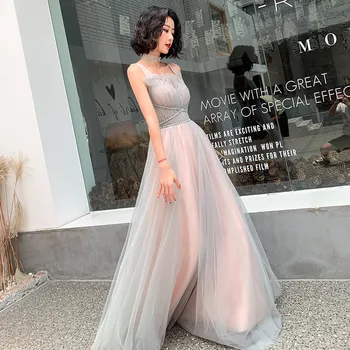 2020 Nov Modni Večerno Obleko Seksi Špageti Trak Formalnih Obleke Linije Dolžina Tal Formalno Obleko Ljubica Stranka Obleko