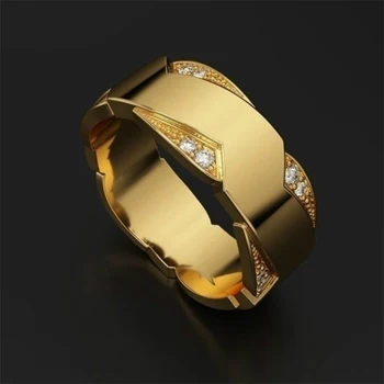 Nove Modne Moške 18K Zlato Crystal Ring Lepe Poročni prstan Prst Obroči Za Moški Sodobnega Bojevanja Nakit