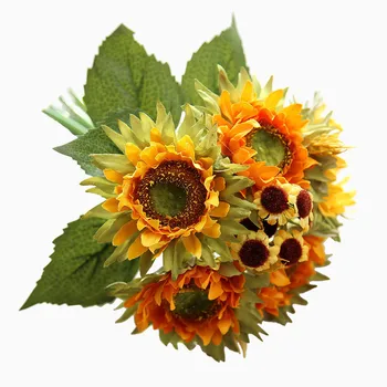 Umetni Sončnično Kup Lažnih Cvetje, Poročni Dekoracijo Doma Dekor Majhen Šopek Sončnic Darilo Za 8. Marec