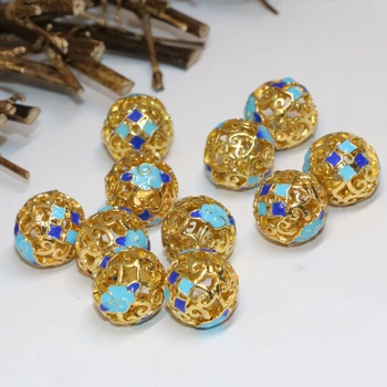 Moda 18 obliko zlato barvo cloisonne emajl 5pcs metulj krog cvet vklesan obesek pribor distančnik kroglice ugotovitve B2391
