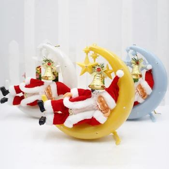 Ustvarjalne Santa lezi V Luno Božič Viseči Okras Električni Glasbe, Novo Leto, Božič Dekor 2021 Otroci Darilo Navidad