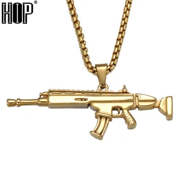 HIP Hop Zlata Barva Nerjavnega Jekla Bling Ledeni Iz Vrvi, Verige pištolo. zabavaj se Obeski & Ogrlice za Moške Nakit