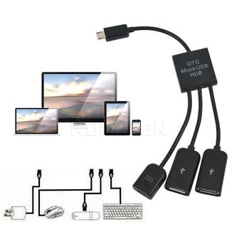 Kebidu Mini Micro USB Hub 3 Port 1 OTG Hub Kabel Adapter Pretvornik Extender za Mikro-USB OTG Funkcije Telefona za prenosnik