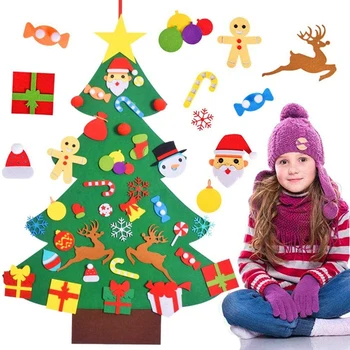 Otrok Čutiti Božično Drevo Nastavite z 36PCS Okraski DIY Doma Steni Visi Otrok Počutil Obrti Kompleti za Božič