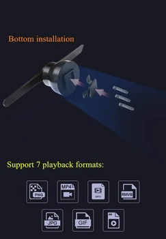 Daljinski upravljalnik Funkcijo 3D Hologram Prikazno Oglaševanje Svetlobe Led Player Fan Holografski Imaging Podpora TF pomnilniške kartice