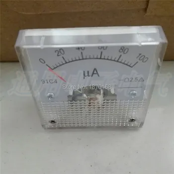 Dc microammeter 91c4 0-100uA Pravokotnik Analogna Plošča Ampermeter Merilnik Amperemeter Razreda 2.5 45*45 mm