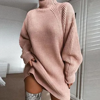 2020 Jeseni in Pozimi nove pletenine puloverji barva Turtleneck pulover obleko High street preprost sl*