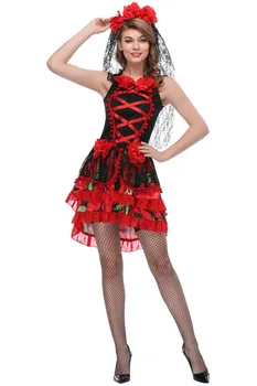 Halloween Vampir Duha Nevesta Cosplay Kostum Črna In Rdeča Obleka Ženske