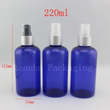 220ml X 24 modri krog praznih plastičnih spray parfum steklenice s škropilnico črpalka ,220cc spray črpalka steklenice za kozmetične embalaže.