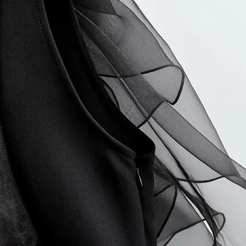 HiloRill Sexy Klub Črna Bodycon Mini Obleka 2020 Ženske Organza Venčni Kratek Rokav Stranka Obleko Ulične Poletne Obleke Vestidos