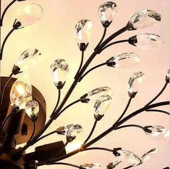 Kovanega železa kristalno stropne svetilke razsvetljave restavracija svetilke ustvarjalne osebnosti veje spalnica den dnevna soba retro LED lučka