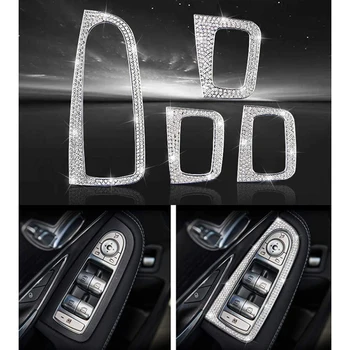 Avto Bling Okno Dvigalo Nadzor Gumb Dekorativni Pokrov 3D Nalepko Kritje za Mercedes-Benz C-Razred GLC-2018