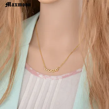 Maxmoon Infinity Zlato Barvo Ogrlica Za Ženske Moški Vintage Nakit Minimalističen 8 Oblikovan Iz Nerjavečega Jekla Jezus Clavicle
