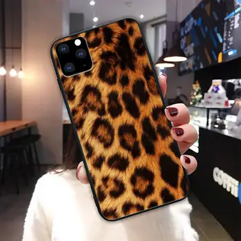 Klasična Leopard Tiskanja Za Dekleta Črn Silikonski Pokrovček Case Za Iphone Se 2020 6 6s 7 8 Plus X Xs Max Xr 11 12 Pro Max Funda