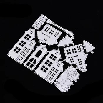 Božič House Rezanje Umre Matrica DIY Scrapbooking Okrasni Papir, Kartice Dekor 6XDD