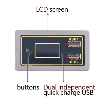 Digitalni Prikaz Voltmeter Napetost Akumulatorja Meter Tester Dvojno USB za DC12V Avto