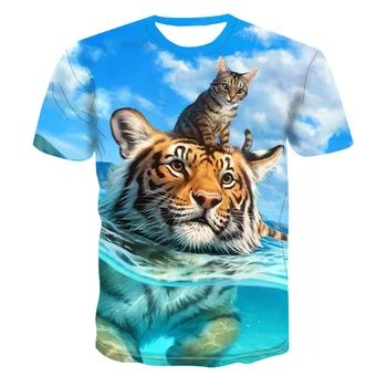 2020 Poletje Nove Moške 3D Tiskanih T shirt Prostem Priložnostne Shortsleeved 3D tiskanih tiger majica Fashion Street hladen kratek rokav