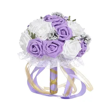 Poroka dobave nevesta ima cvetje pene simulacije poročne fotografije rekviziti holding šopke rose pearl družico 30O22