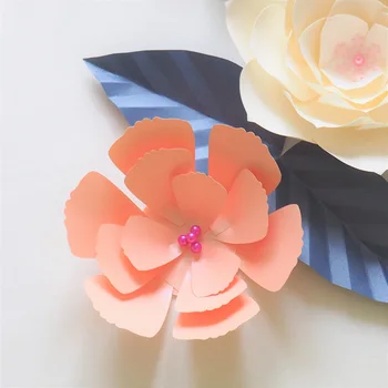 DIY Velikan papirnate Rože Ozadje Umetno Ročno Mix Barve Cvet 7PCS + 5 Listi, Poročni & Party Deco Doma Dekoracijo